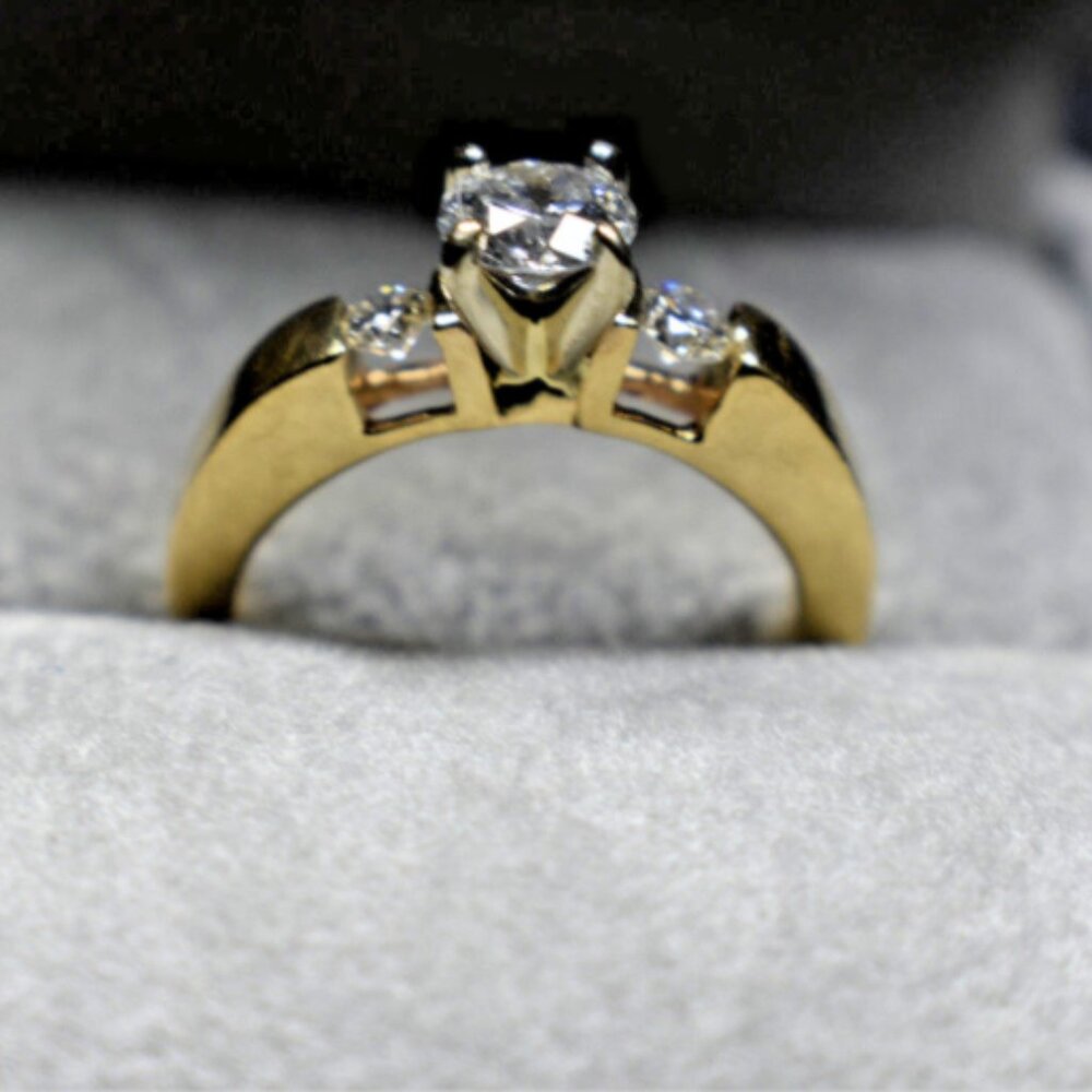 GIA .75ct D-E I2 Diamond 14K Gold Shane Co Engagement Wedding Ring, Box & Papers
